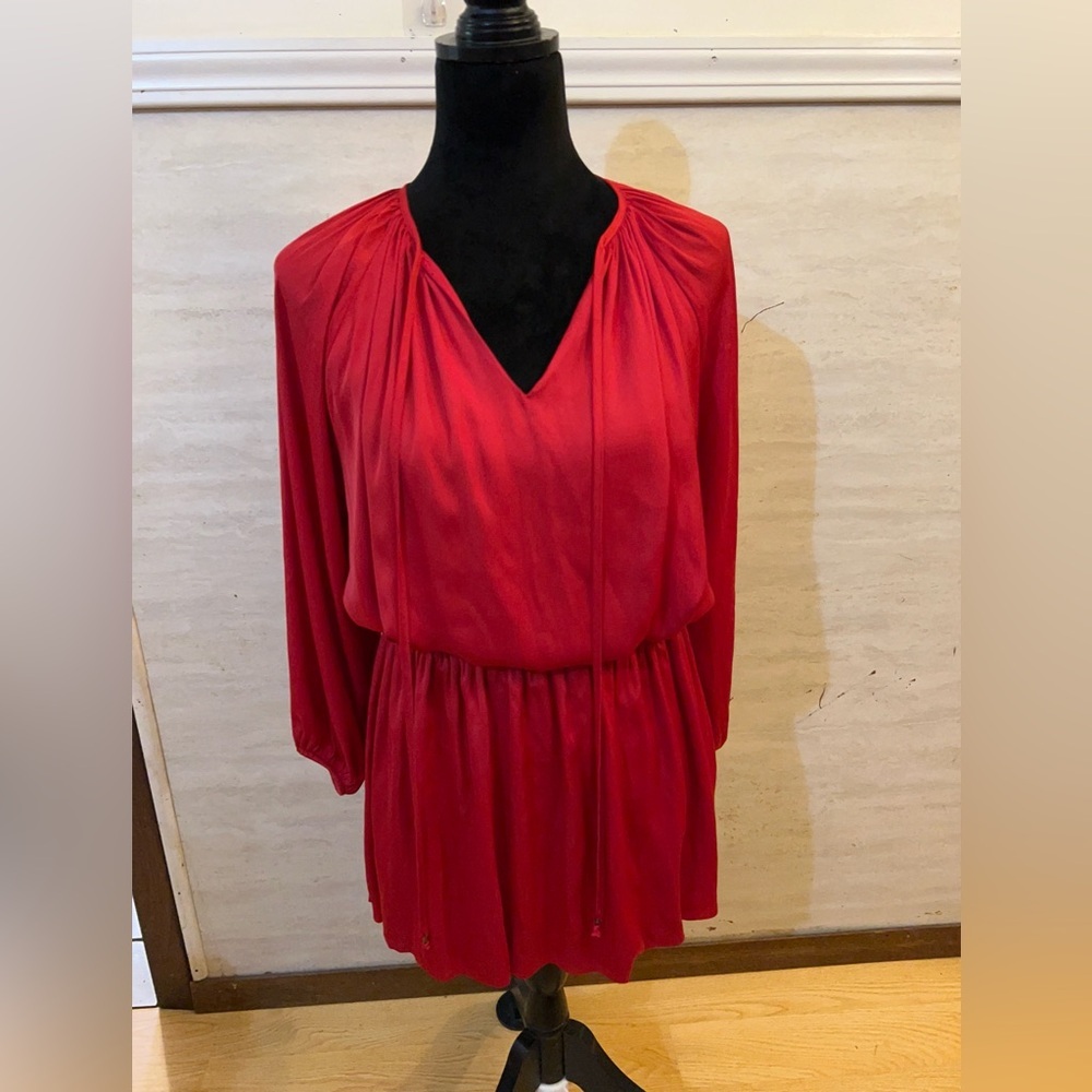 NWT- White House Black Market (WHBM) long-sleeve drop waist blouson dress.